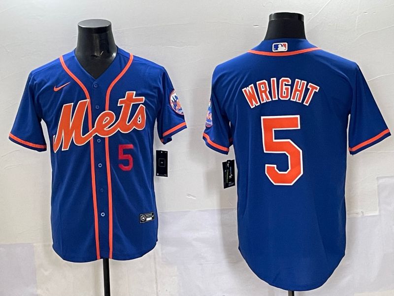 Men 2025 New York Mets 5 Wright Blue Game Nike MLB Jersey style 02